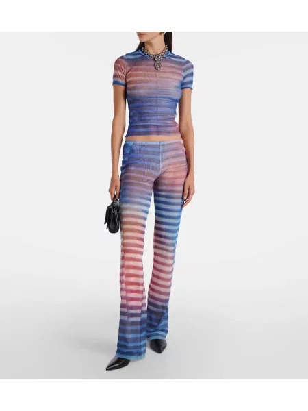 Pantaloni Jean Paul Gaultier cu dungi cu imagine plasă albastru