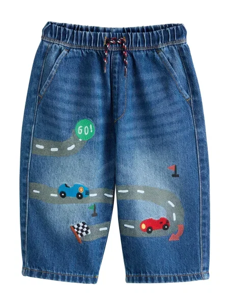 Next Jeans albastru denim verde / roșu gri