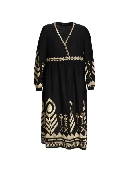 Rochie midi Greek Archaic Kori cu pene plic negru