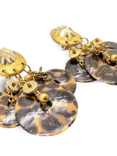 Retro náušnice Jennifer Gibson Jewellery hnědé
