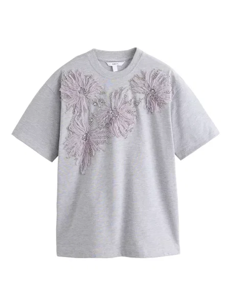 Next Tricou argintiu / deschis / mov lavandă gri