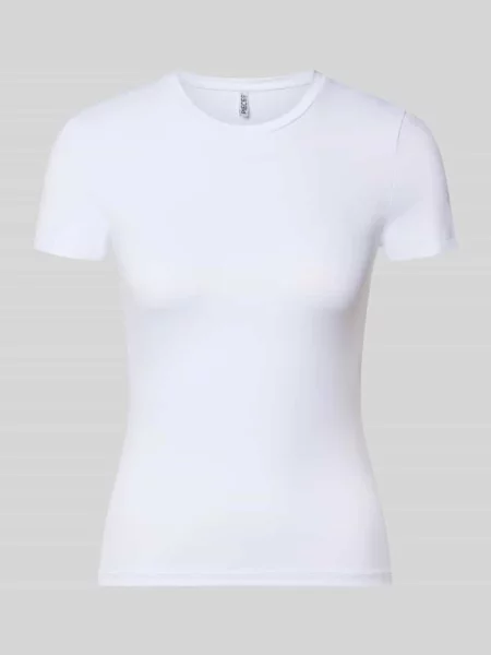 T-shirt w kroju slim fit z okrągłym dekoltem model LULA' Pieces biała