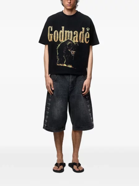 Rövidnadrág Godmade nyomtatás fekete