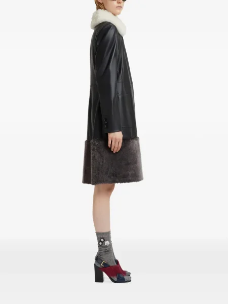 Palton Marni din piele negru