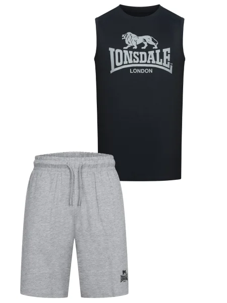 LONSDALE Costum de trening Claremorris gri amestecat negru