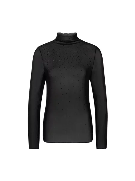 Top Marc Cain z długim rękawem z siateczki czarny