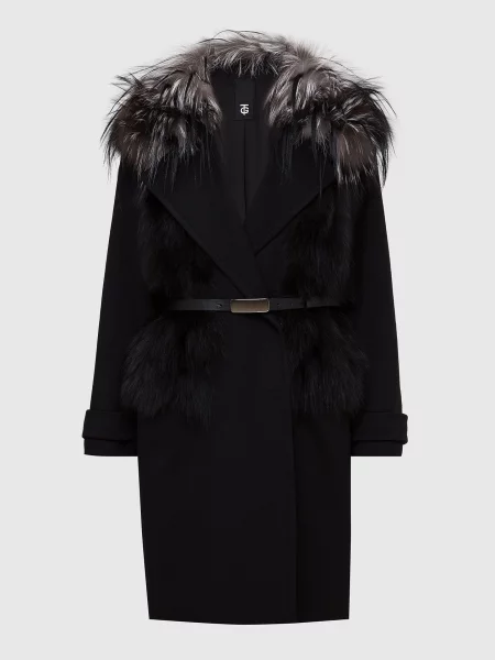 Пальто з вовни і кашеміру з хутром лисиці Giuliana Teso чорне