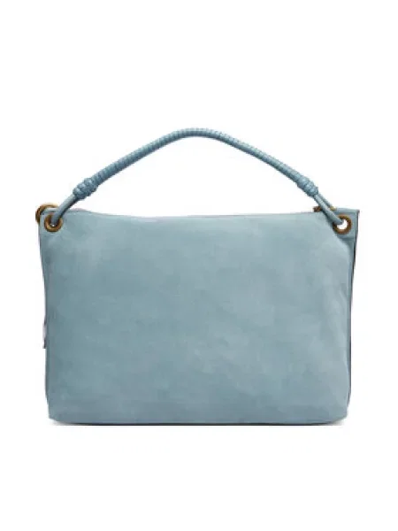 Tommy Hilfiger Ročna torba Th Statement Leather Bag Suede Svetlo modra