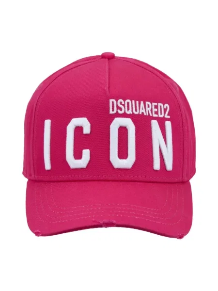 Czapka z daszkiem Dsquared2 na sprzączkę różowa