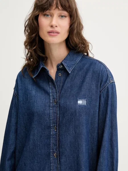 Tommy Jeans sukienka jeansowa mini oversize niebieski