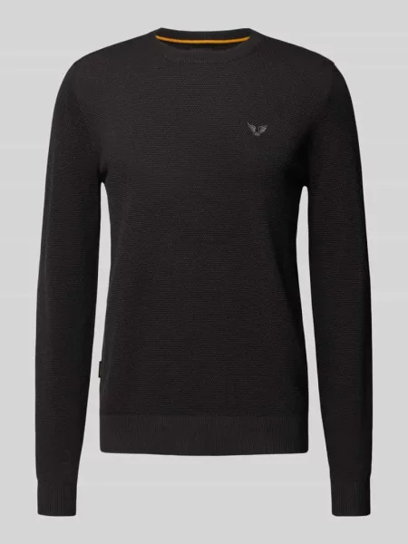 Sweter z dzianiny z wyhaftowanym logo model ‘Ricecorn’ Pme Legend czarny