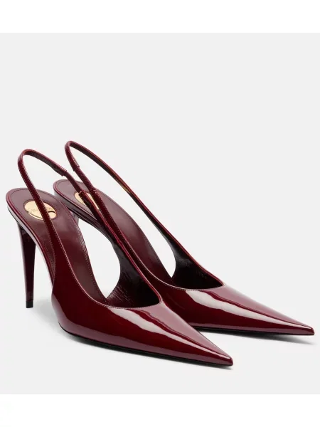 Pantofi cu toc Saint Laurent din piele slingback bordo