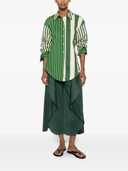 Pantaloni Pleats Please Issey Miyake drapate verde