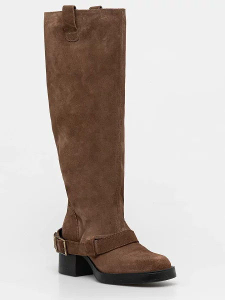 Steve Madden cizme din piele întoarsă Aletta cu plat bej
