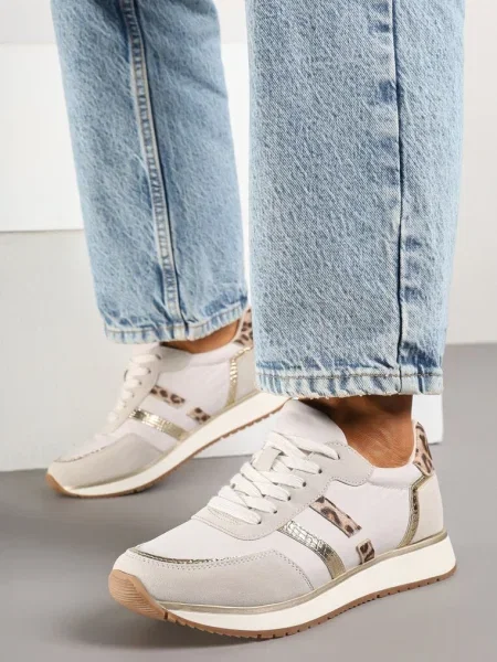 Jasnoszare Sneakersy z Metalicznym Wzorem Alusa szare