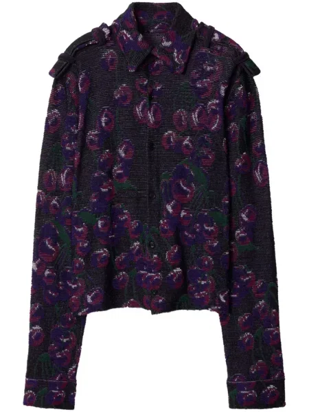 Žebrovaná košile Burberry s potiskem růžová