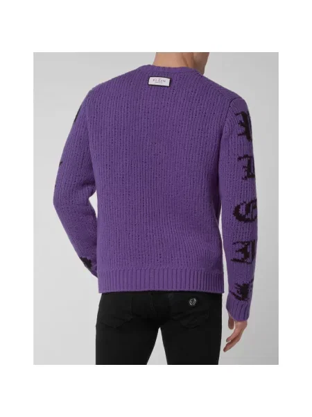 Sweter Philipp Plein wełniany fioletowy