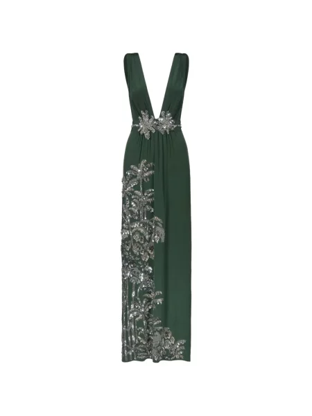 Rochie maxi Johanna Ortiz cu paiete de mătase eleganta verde