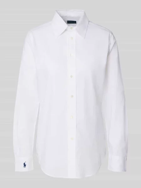 Bluzka koszulowa o kroju regular fit z mieszanki bawełny Polo Ralph Lauren biała
