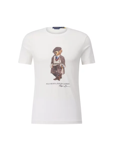 Polo Ralph Lauren T-shirt niestandardowy krój slim fit Mężczyźni nadruk S biały