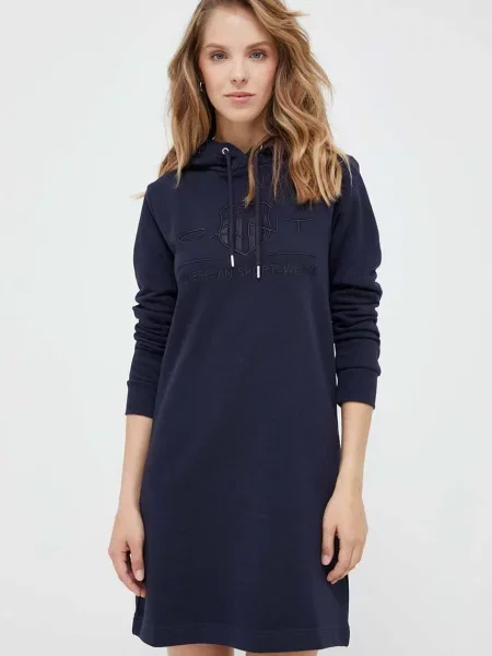 Gant rochie albastru marin mini drept bej