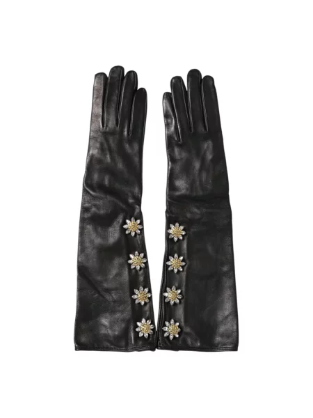 Rękawiczki Dolce And Gabbana skórzane czarne