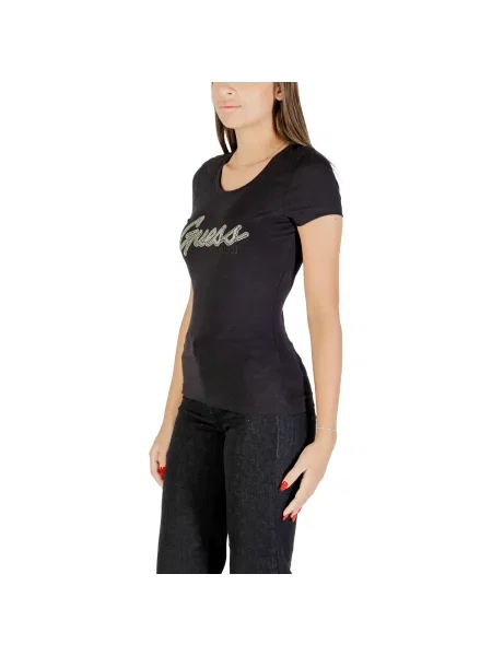 Tričko GUESS Ss Logo Hot Fix Tee Black XS černé