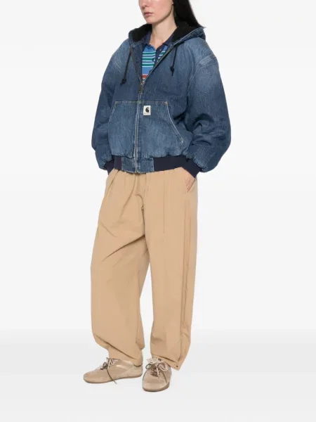 Geacă de blugi Carhartt Wip cu glugă albastru