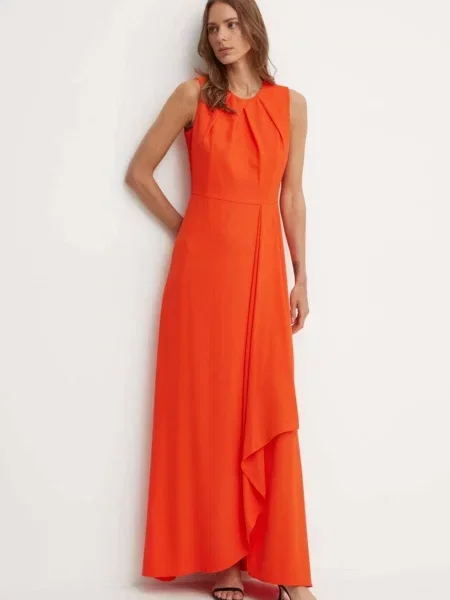 Sandro Ferrone rochie maxi evazati portocaliu