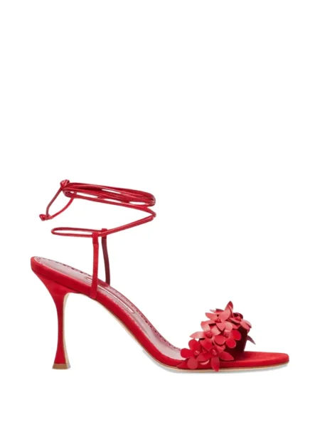 Sandale Manolo Blahnik cu model floral roșu