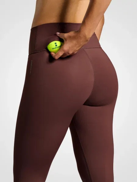 Legginsy do tenisa/padel Smart z kieszenią na piłki brązowe
