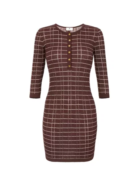 Mała sukienka mini Elisabetta Franchi w paski garniturowa brązowa