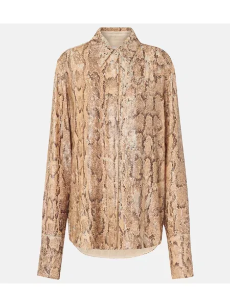 Top Dries Van Noten w wężowy wzór brązowy