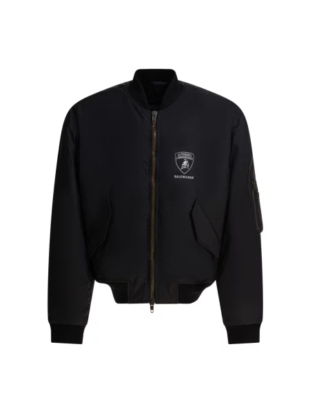 Lniany kurtka bomber Balenciaga czarny