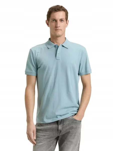 T-SHIRT KOSZULKA POLO TOM TAILOR GŁADKA niebieska