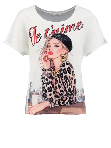 Key Largo Tricou Femme maro / roșu / murdar alb
