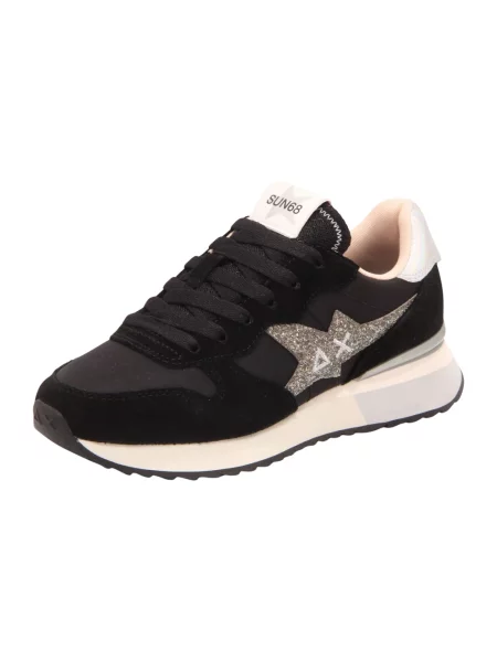 Sneakersy Sun68 skórzane z logo czarne