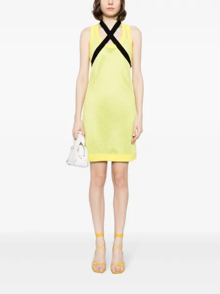 Ažūrinė kostiumas suknelė be rankovių Off-white be rankovių balta
