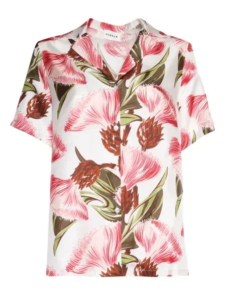 Cămașă P.a.r.o.s.h. de mătase cu model floral cu imagine alb