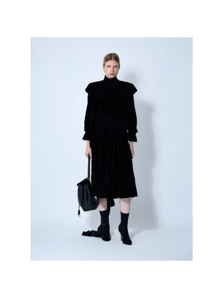 Lniana sukienka Balenciaga czarna