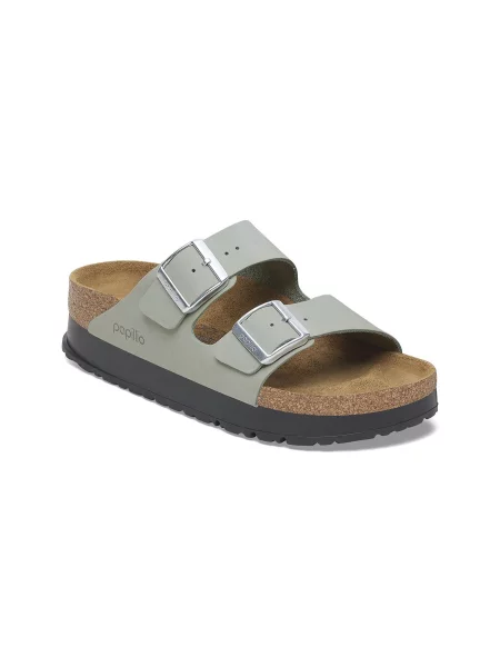 Birkenstock Arizona PAP Flex Platform Nubuk Leather Narrow Fit Kobiety Sandały Birkenstock Size: 5 szary