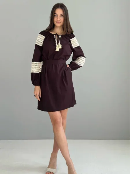 Лляна Сукня міні NENKA коричневий