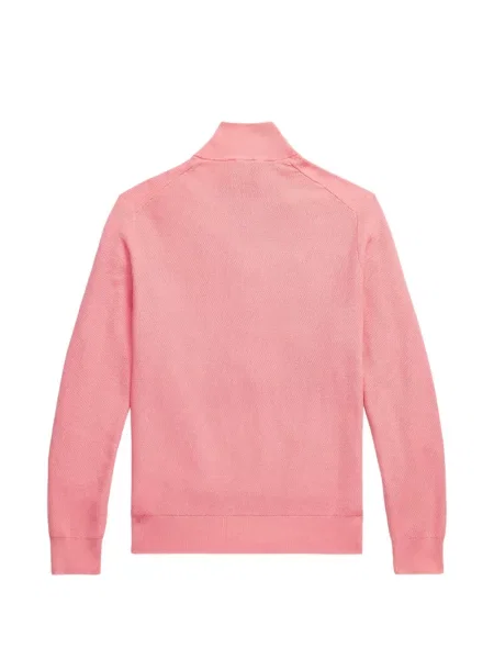 Fleece polo Polo Ralph Lauren με κέντημα με λαιμόκοψη v κόκκινο