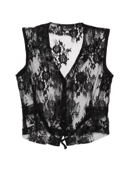 Bluză de dantelă Blaklace cu decolteu în V din dantelă negru
