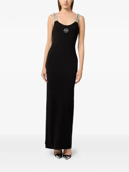 Rochie maxi Philipp Plein cu autograf negru