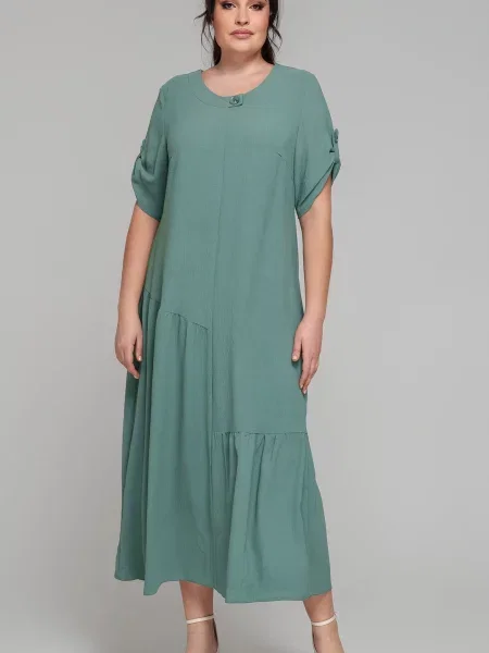 Сукня міді All Posa віскоза/поліестер хакі