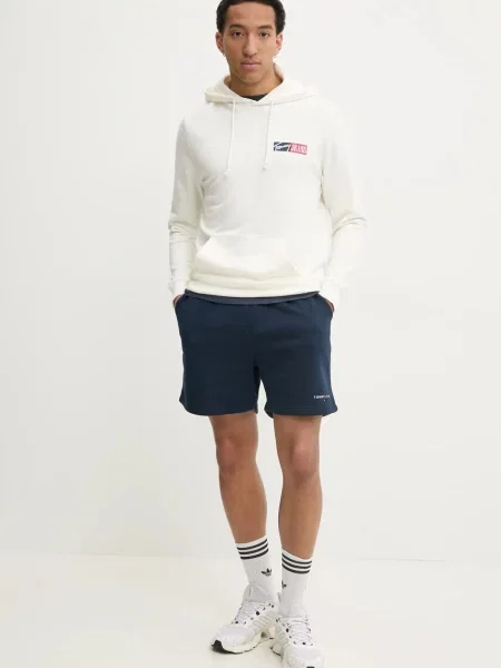 Tommy Jeans bluza dziecięca z kapturem z nadrukiem biały