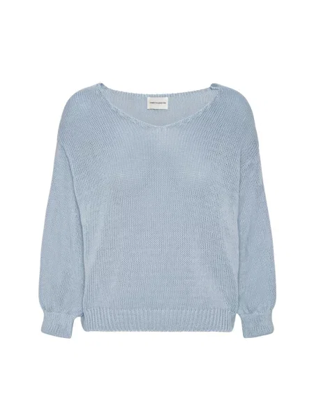 Sweter Americandreams z dekoltem w serek niebieski