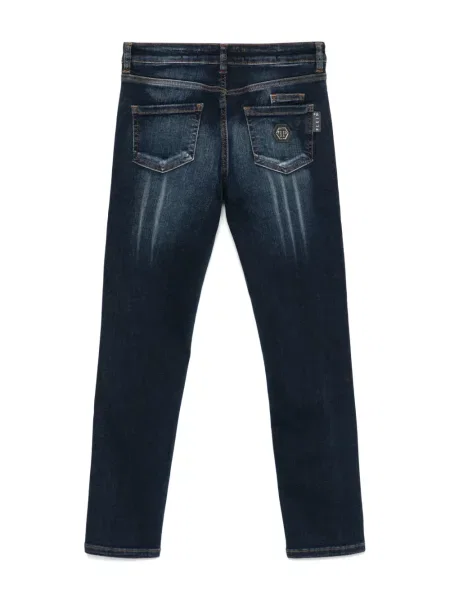 Jeansy straight leg dziecięce Philipp Plein niebieskie