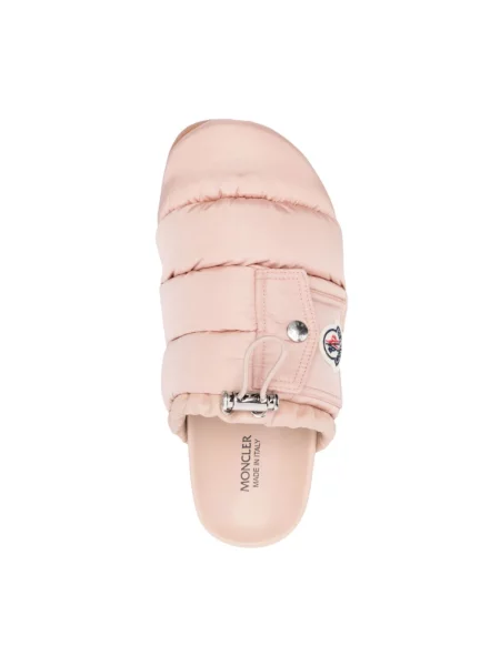 Klapki mules Moncler skórzane różowe
